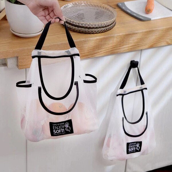 2 Pack Reusable Mesh Bag Portable Produce Bags Washable Hanging Storage Bags