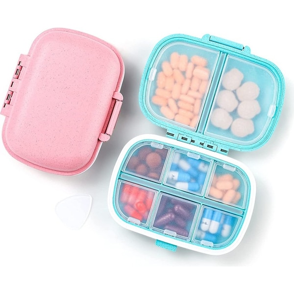 2Pcs Travel Pill Organizer Moisture Proof Pill Box Pocket Purse Daily Pill Case