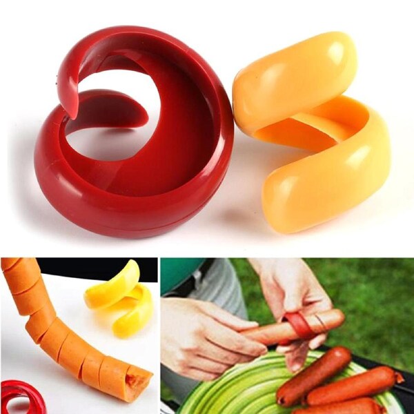 2 Pack Manual Fancy Sausage Cutter Spiral Barbecue Hot Dogs Cutter Slicer