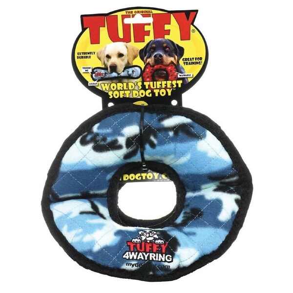 Camo Blue Ultimates 4 Way Ring Dog & Puppy Toy by Tuffy (24x17.5x12.5cm)