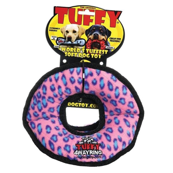 Pink Leopard Ultimates 4 Way Ring Dog & Puppy Toy by Tuffy (24x17.5x12.5cm)