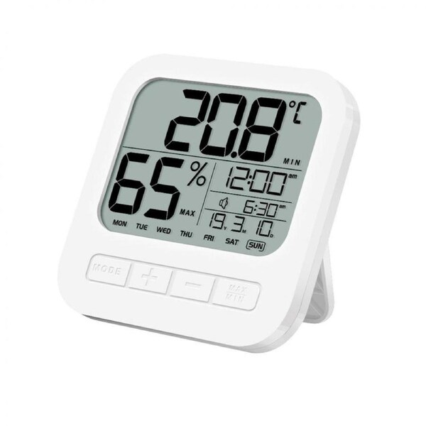 Indoor Digital Thermometer Hygrometer, Accurate Room Temperature Gauge Humidity Monitor with Alarm Clock- Easy to Read, Max / Min Records, LCD Display