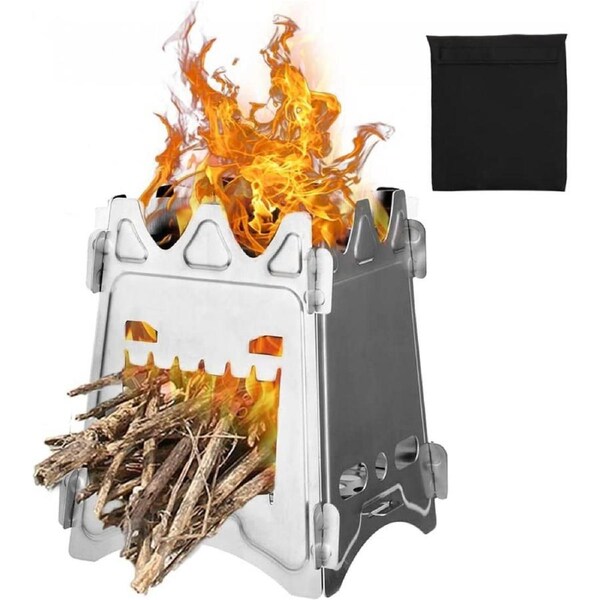 Flatpack Stainless Steel Wood Stove- Lightweight, Durable, Multi-Fuel, Portable & Foldable for Camping, Backpacking, Hiking, and Bushcraft Survival