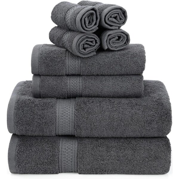 8 Piece Towel Set - 2 Bath Towels, 2 Hand Towels and 4 Washcloths Cotton Hotel Quality Super Soft and Highly Absorbent