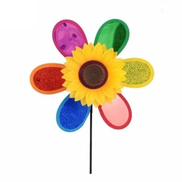 Colourful Sunflower Windmill Wind Spinner Pinwheel Garden Yard Decor - 2x