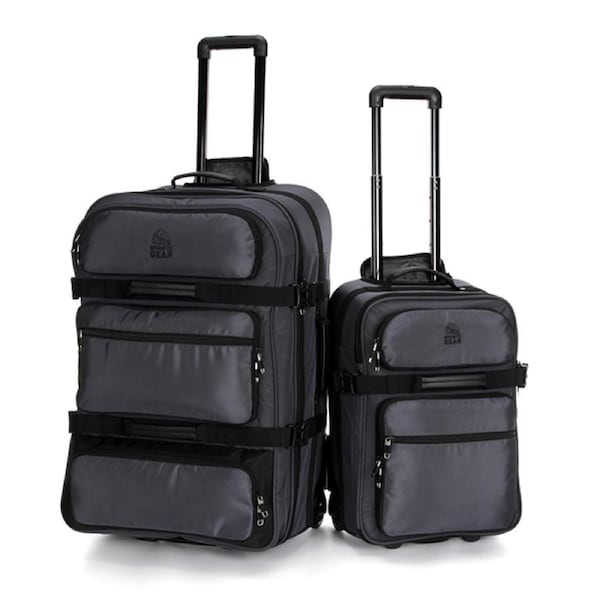 Granite Gear Water-Resistant Luggage Wheeled Duffle Lightweight With Big Wheels SofeCase Carry On/Check In 2PCS Set Travel Suitcase G8500AC Dark Grey
