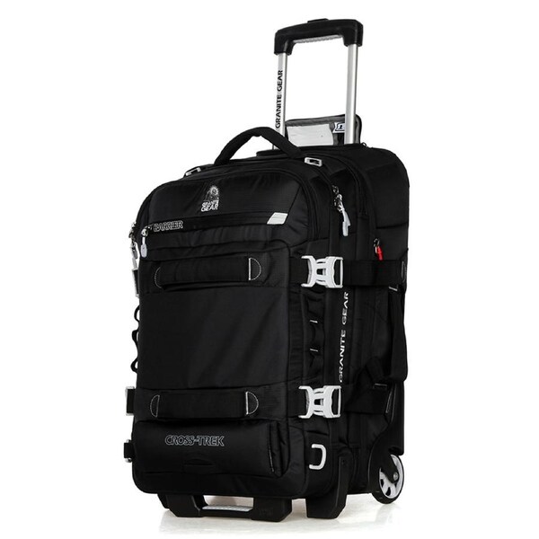 Granite Gear Water-Resistant Wheeled Duffle With Backpack Strap Suitcase Luggage Tote Carry On Sofecase G2022-0001 Black