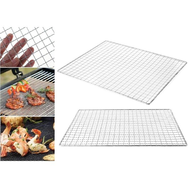 2x BBQ Grill Mesh Hibachi Yakitori Camping Cooking Stainless Steel 44x26cm