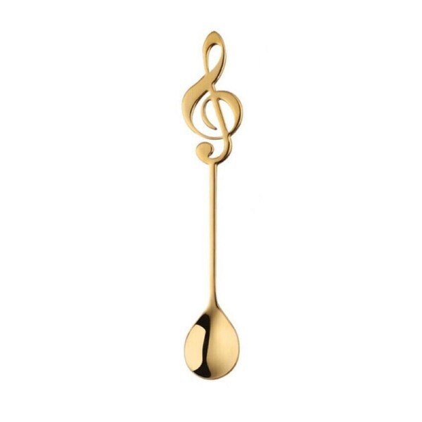 1Pc Musical Note Shaped Teaspoon Coffee Milk Teaspoon Ice Cream Spoon - Gold