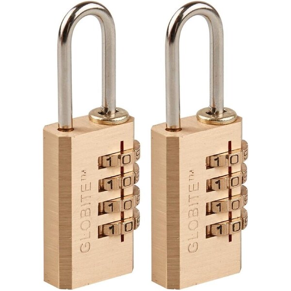 Globite Brass 4 Dial Combination Lock 2 Pack