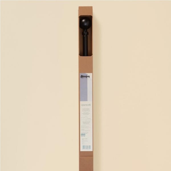 Openook Extendable Curtain Rod 124-210cm - Matte Black