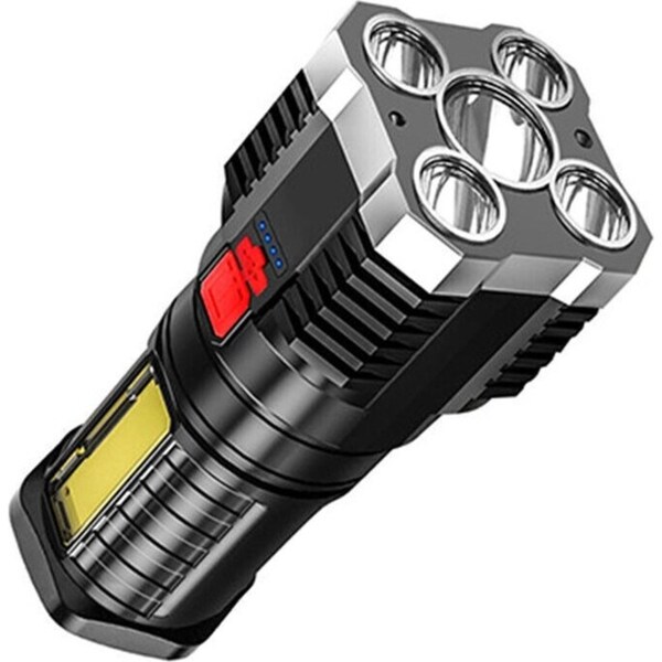 Ozoffer Super Bright Torch Led Flashlight USB Rechargeable Tactical Side Lamp SILVER