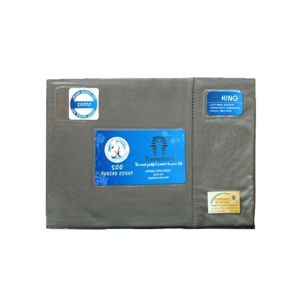 Kingtex 500TC Egyptian Cotton Sateen Sheet Set Charcoal King