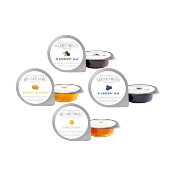 Beerenberg Mixed Jams Apricot, Blackberry, Honey, Blueberry 14G x 80