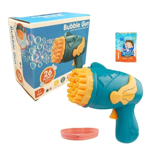 26 Holes Blue Bubble Machine Kids Summer Rocket Launcher Water Bubble Gun Outdoor Toys