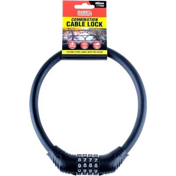 Ozoffer Cable Lock 4-Digit Combination 11mm x 400mm Matte Black