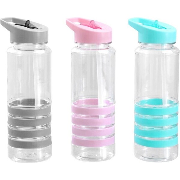 3x Lemon & Lime 750ml Drink Bottle Soft Grip Water Container w/ Screw Lid Asst