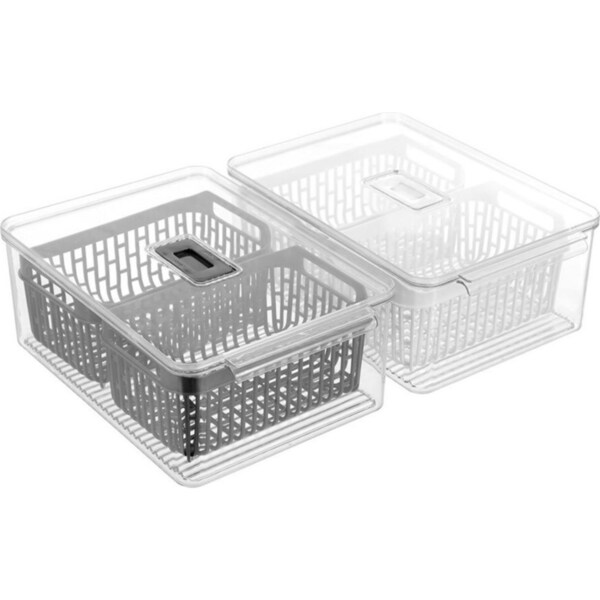 2x Boxsweden Crystal 4L/32.5cm Dual Vegetable Storer w/ Removable Tray Assorted