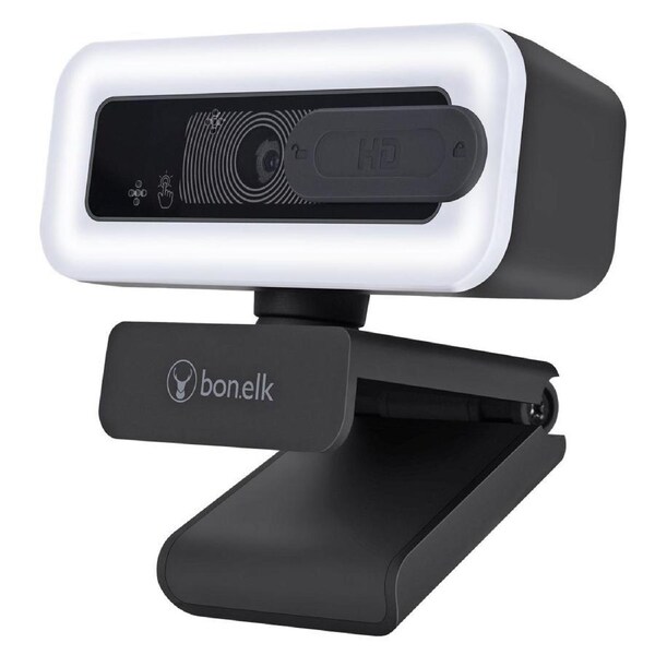 Bonelk Clip-On USB Webcam Pro LED 1080p Camera Full HD For Computer/Laptop Black