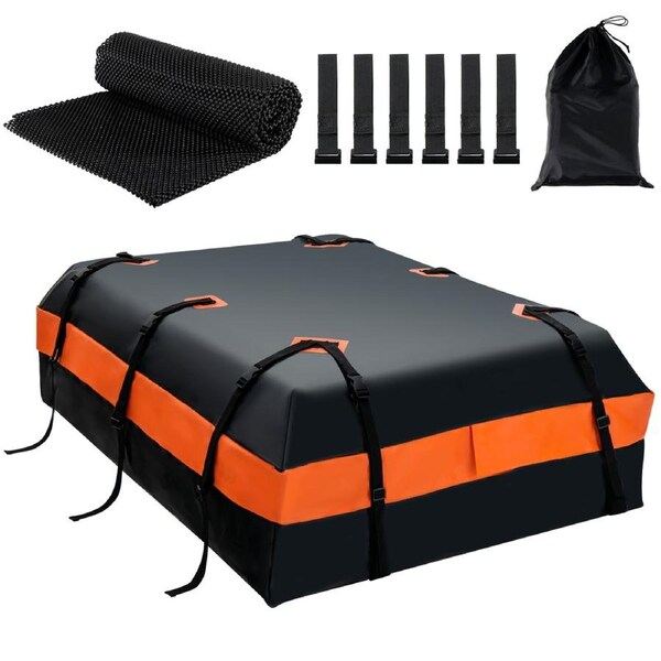 Costway 595L Car Roof Bag Weather-resistant Rooftop Cargo Carrier Car Soft Luggage Storage w/Non-Slip Mat&Storage Bag