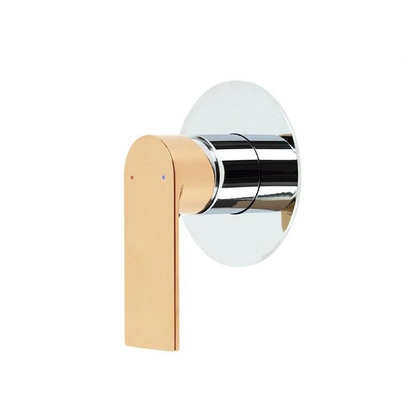 AGUZZO Prato Wall Mounted Bath and Shower Mixer - Luxury Chrome With Rose Gold