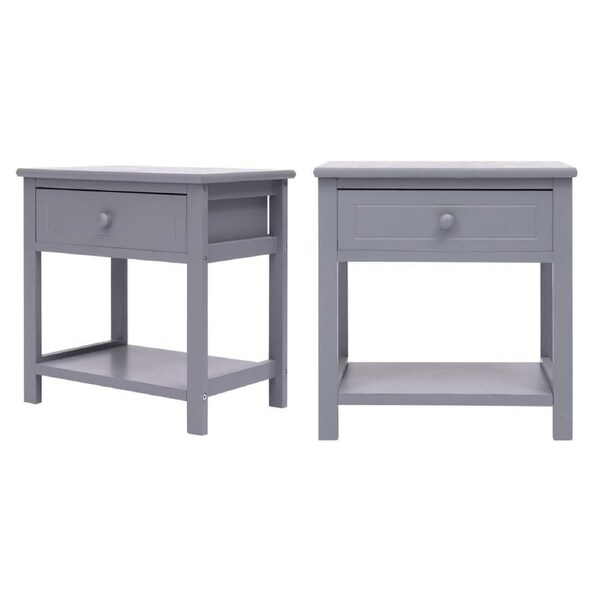 Heritage Bedside Tables X2 Pce Nightstand Drawers Side Table With Shelf Grey