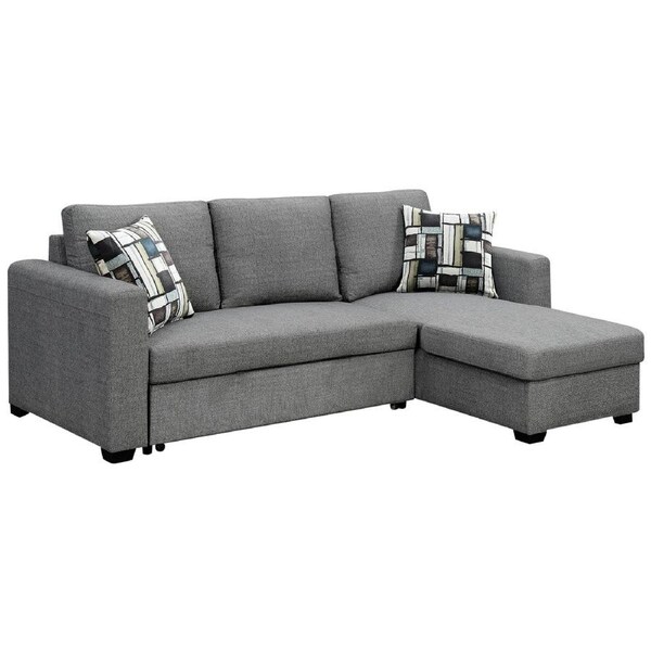 Fontana Grey Pullout Sofa Bed with Storage by Sarantino 3-Seater Corner Sofa Reversible Chaise