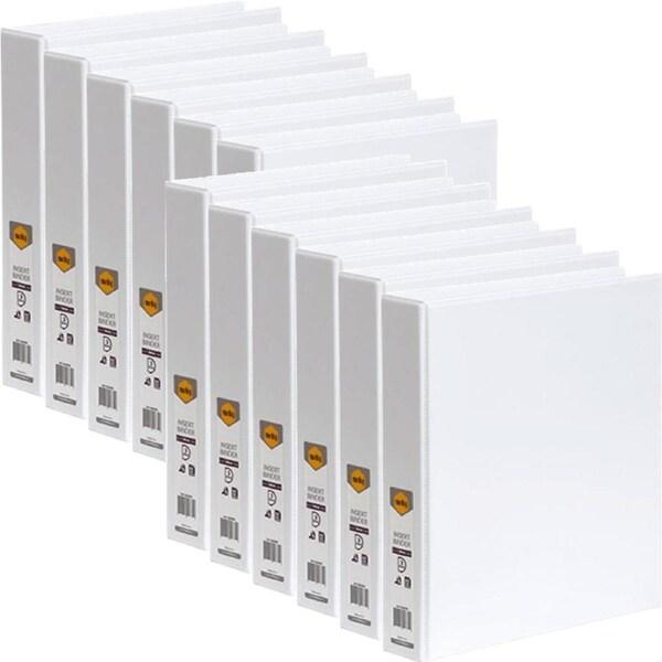 Marbig Clear View Insert Ring Binder Folder 3D 38mm A4 White Box 12