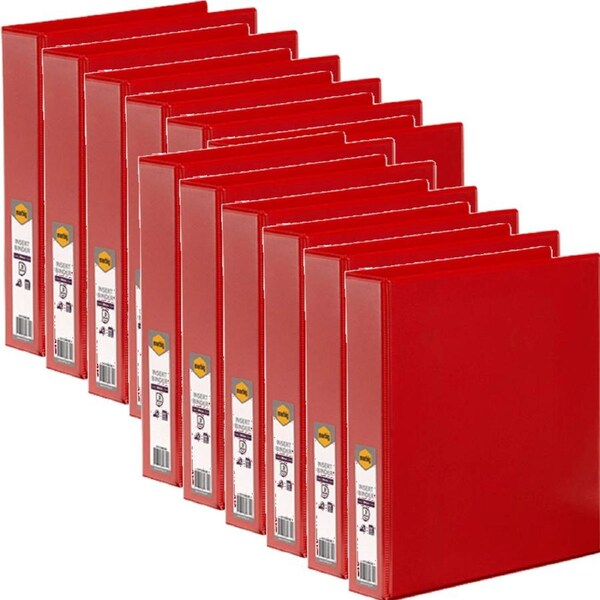 Marbig Clear View Insert Ring Binder Folder 3D 38mm A4 Red Box 12