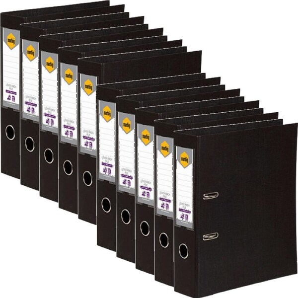 Marbig Lever Arch File Folder PE Foolscap Black 10 Pack