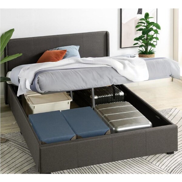 Zinus Gas Lift Bed Frame Queen Double Size Storage Bed Dark Grey Double