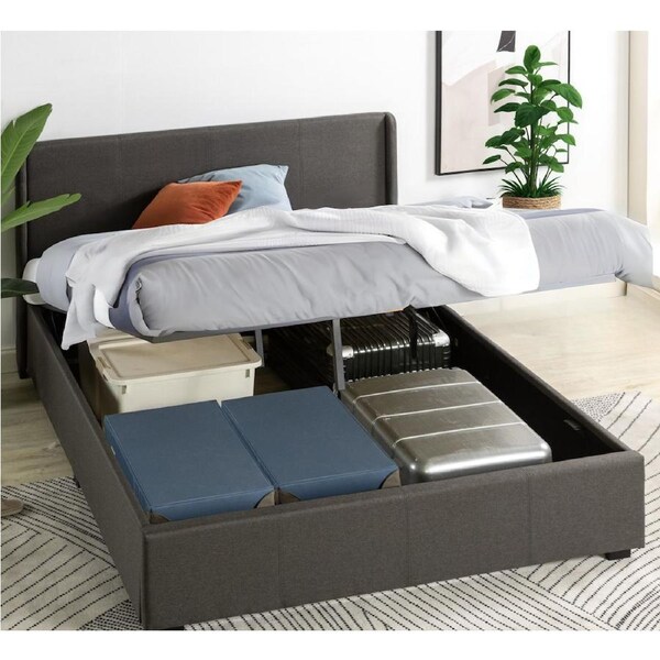 Zinus Gas Lift Bed Frame Queen Double Size Storage Bed Dark Grey Queen