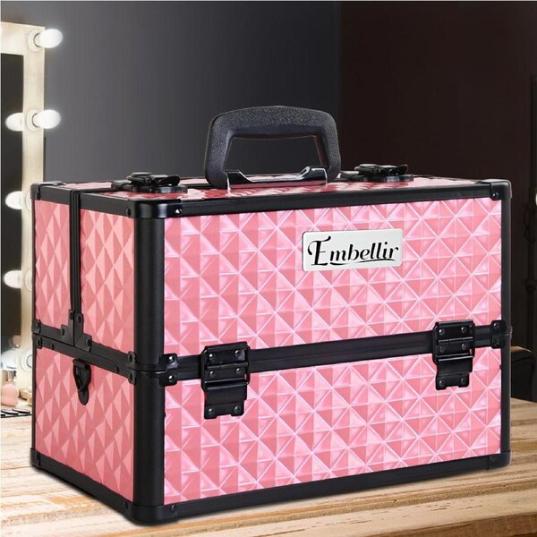 Embellir Makeup Case Makeup Organiser Beauty Case Bag Organiser Strap Cosmetics diamond pink