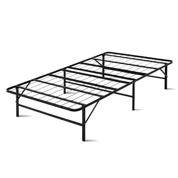 Artiss Folding Bed Frame Metal Bed Base Single King Single Double Queen - Black King Single