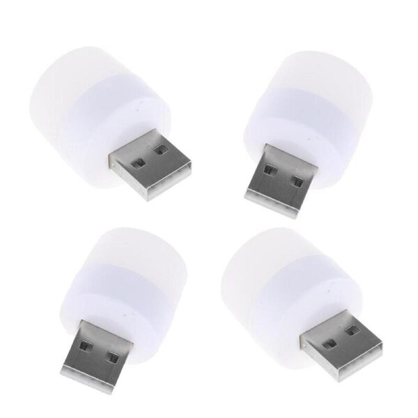 Ozoffer 4Pcs Mini LED Lamp Cool White USB Type A Powered 25mm x 37mm 1W 5V Night Lights