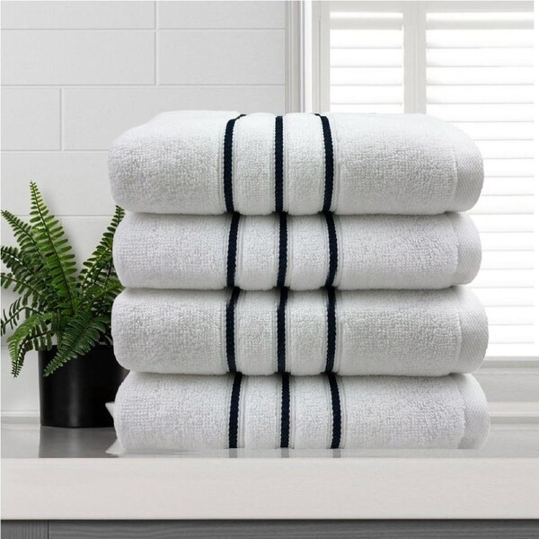 Amor Classic Face Washer 4 PCS 650GSM Dobby Stripe Super Soft Premium Cotton White