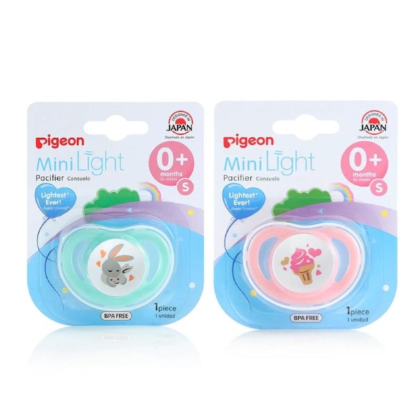 2x Pigeon Minilight Silicone Pacifier/Dummy Small Baby/Newborn 0m+ Assorted