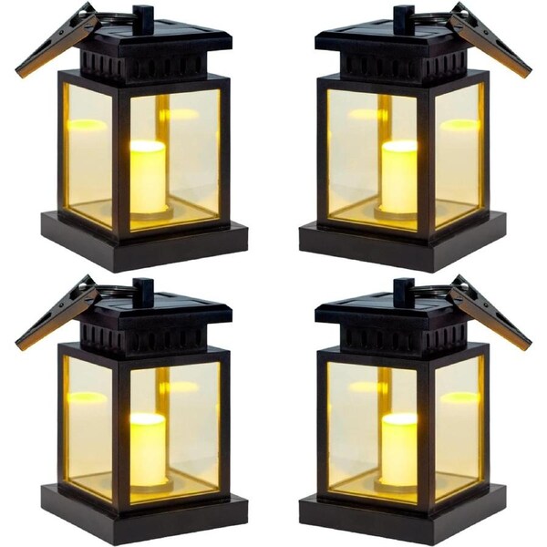 Hanging Solar Lights,Sunklly Waterproof LED Outdoor Candle Lantern Decorated in Garden Patio Deck (Pack of 4)