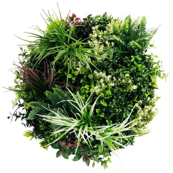 Slimline Artificial Green Wall Disc Art 60cm Colour Fresh UV Resistant (Black)