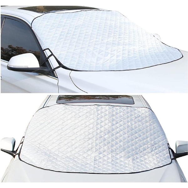 Car Windshield Snow Ice Cover Magnets, 4 Layers Thick Windshield Protector from Snow Ice Frost Sun