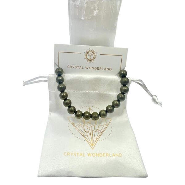 1PC Pyrite Crystal Bead Bracelet Natural Gemstone Healing