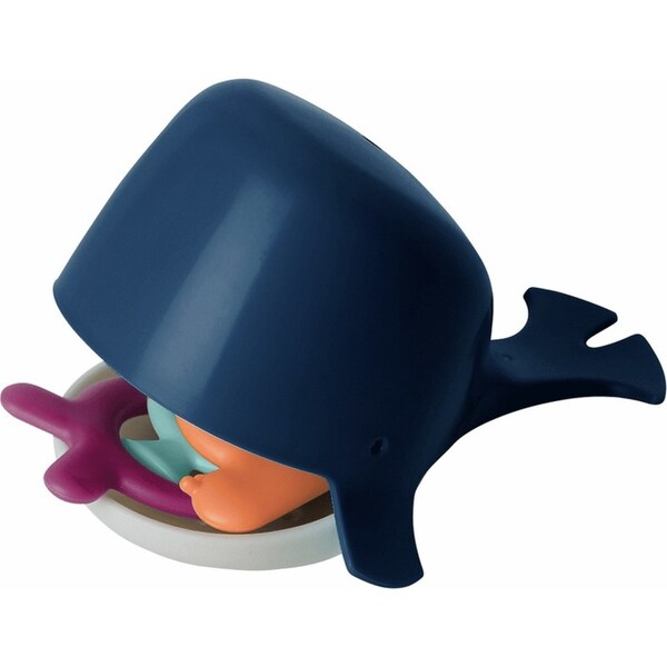 4pc Boon Chomp The Hungry Whale Bath Time Play Toy For Kids/Toddlers 12m+ Navy