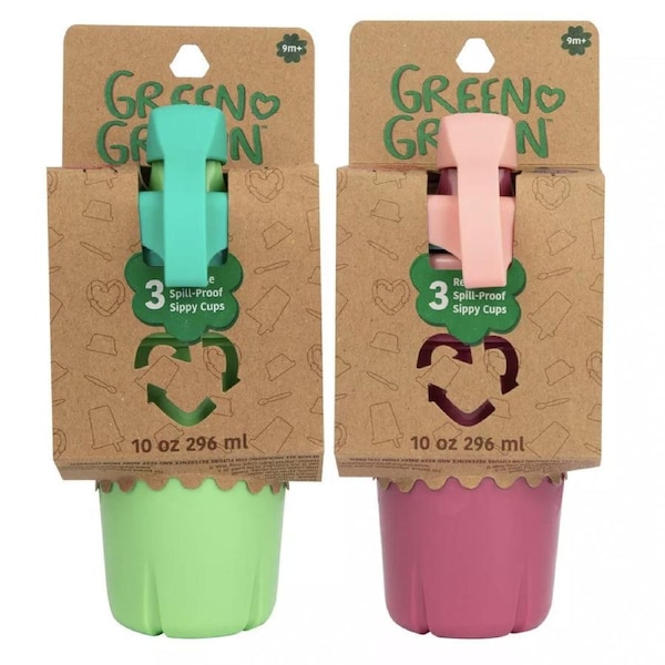 6pc Green Grown 10oz/296ml Spill Proof Sippy/Drinking Cups Kids 9m+ Assorted