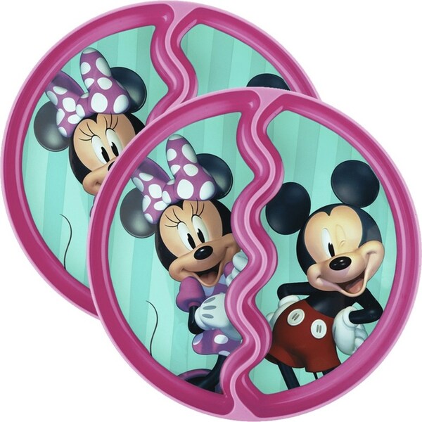 2x Disney Junior Minnie Mouse Children's/Toddler Suction Dinner Plate 12m+ Pink