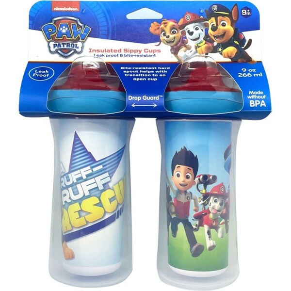 2pc Paw Patrol Toddler/Children's Insulated Sippy Cup Set Kids 9m+ 9oz/266ml