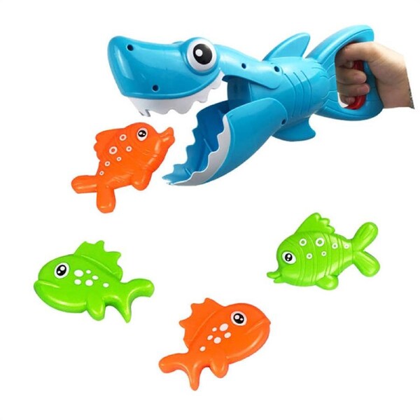 Nevenka Kids Bath Toys Shark Grabber with Teeth Biting Action Include 4 Fish for Ages 4-8