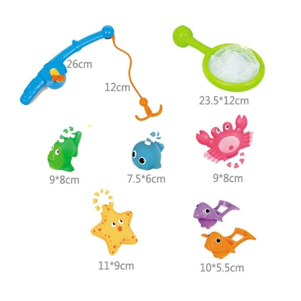Nevenka 8 Pack Fish Hook Pole Rod Net Squirting Water Animal Bath Toy for Toddlers 18 Months+