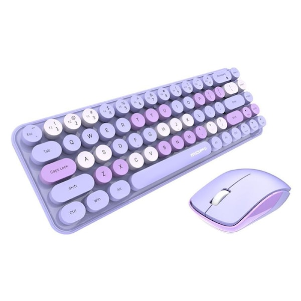 Nevenka Wireless Keyboard and Mouse Set Combo 2.4G for Laptop Desktop-IDou-Lavender Purple