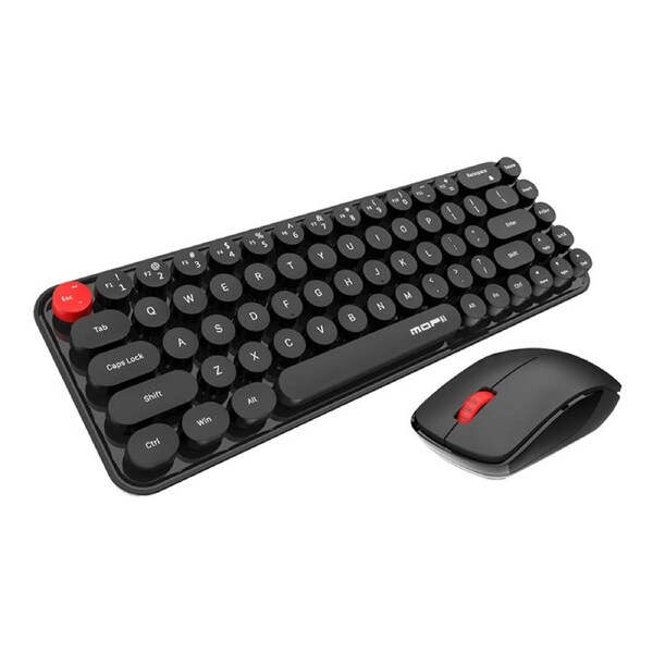 Nevenka Wireless Keyboard and Mouse Set Combo 2.4G for Laptop Desktop-IDou-Rock Black