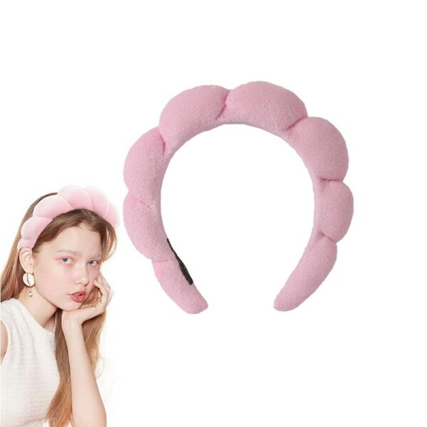 Nevenka Spa Headband for Women Sponge for Washing Face Skincare Shower-Pink